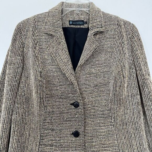 Fiber Artist Lynn Yarrington Jacket Large Handwoven Chenille Collared Tan Blazer - Picture 5 of 9